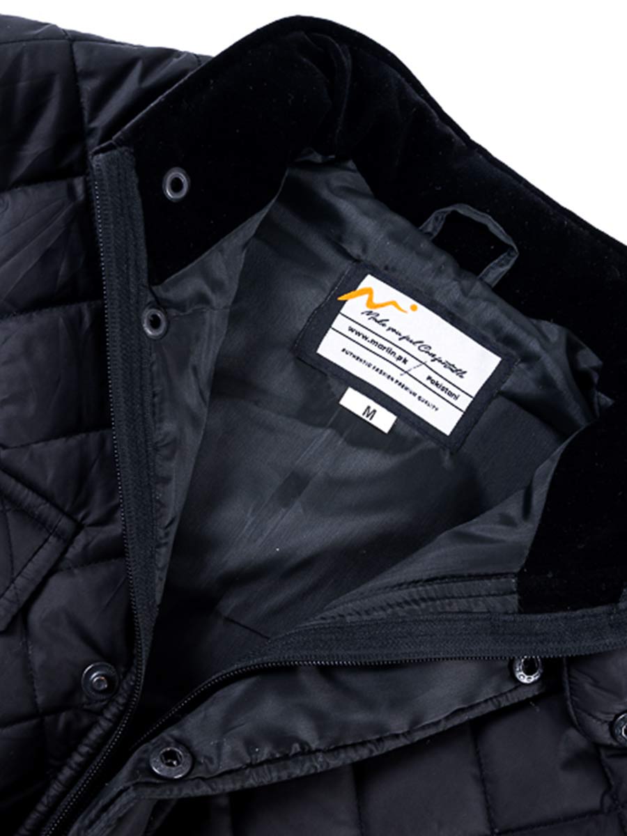 Men Black Diamond Quilted Puffer Jacket