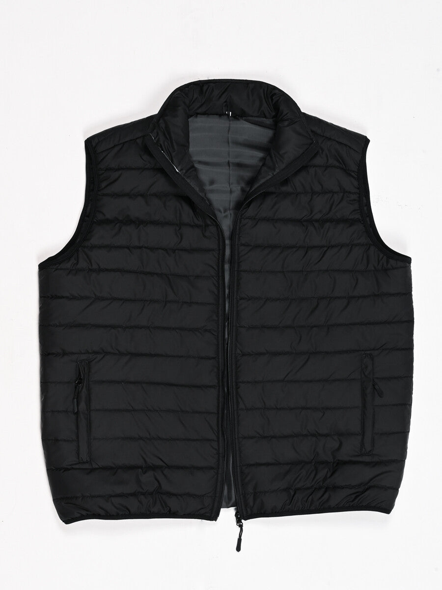Black Sleeveless Puffer Gilet Jacket