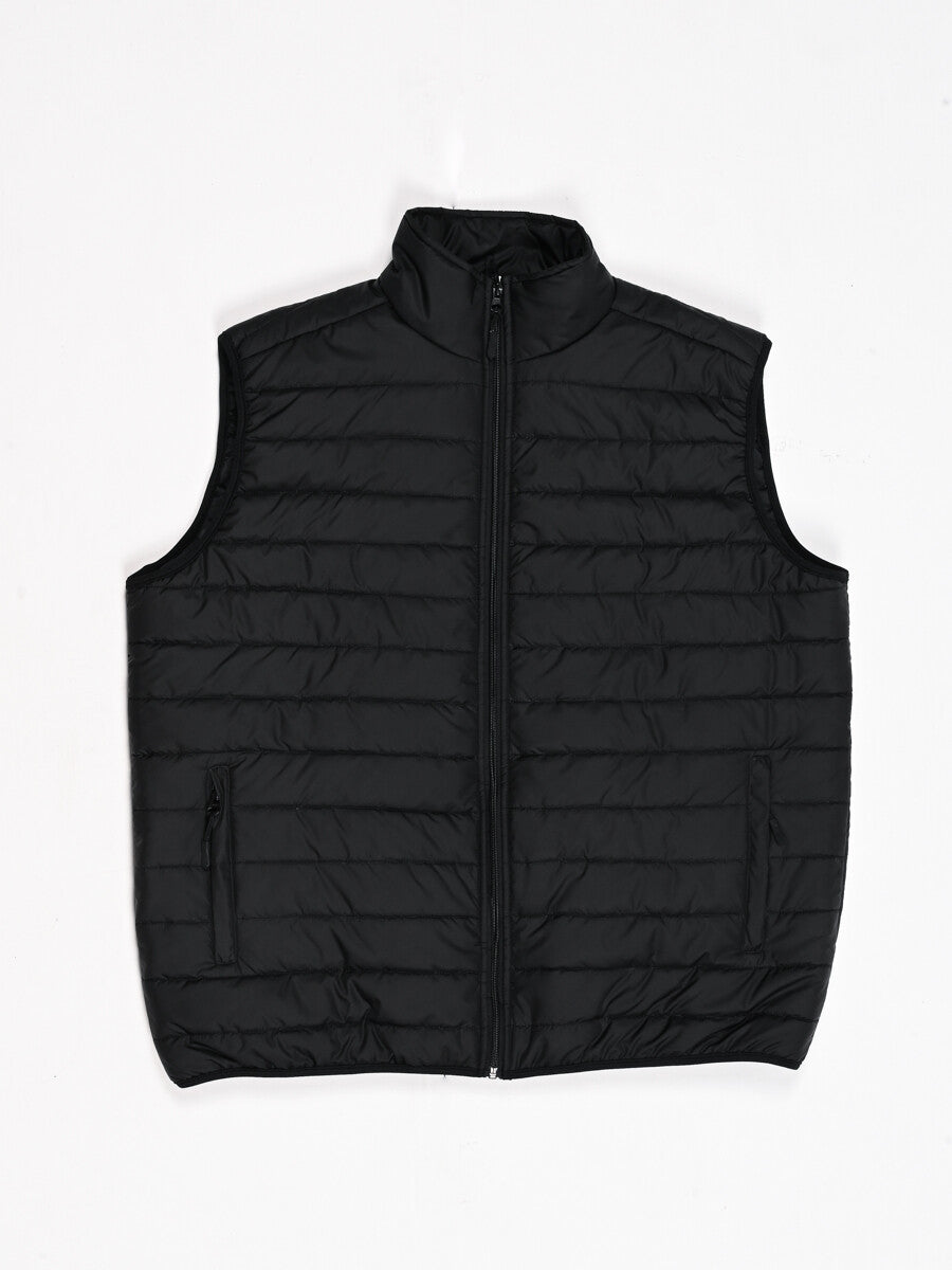 Black Sleeveless Puffer Gilet Jacket