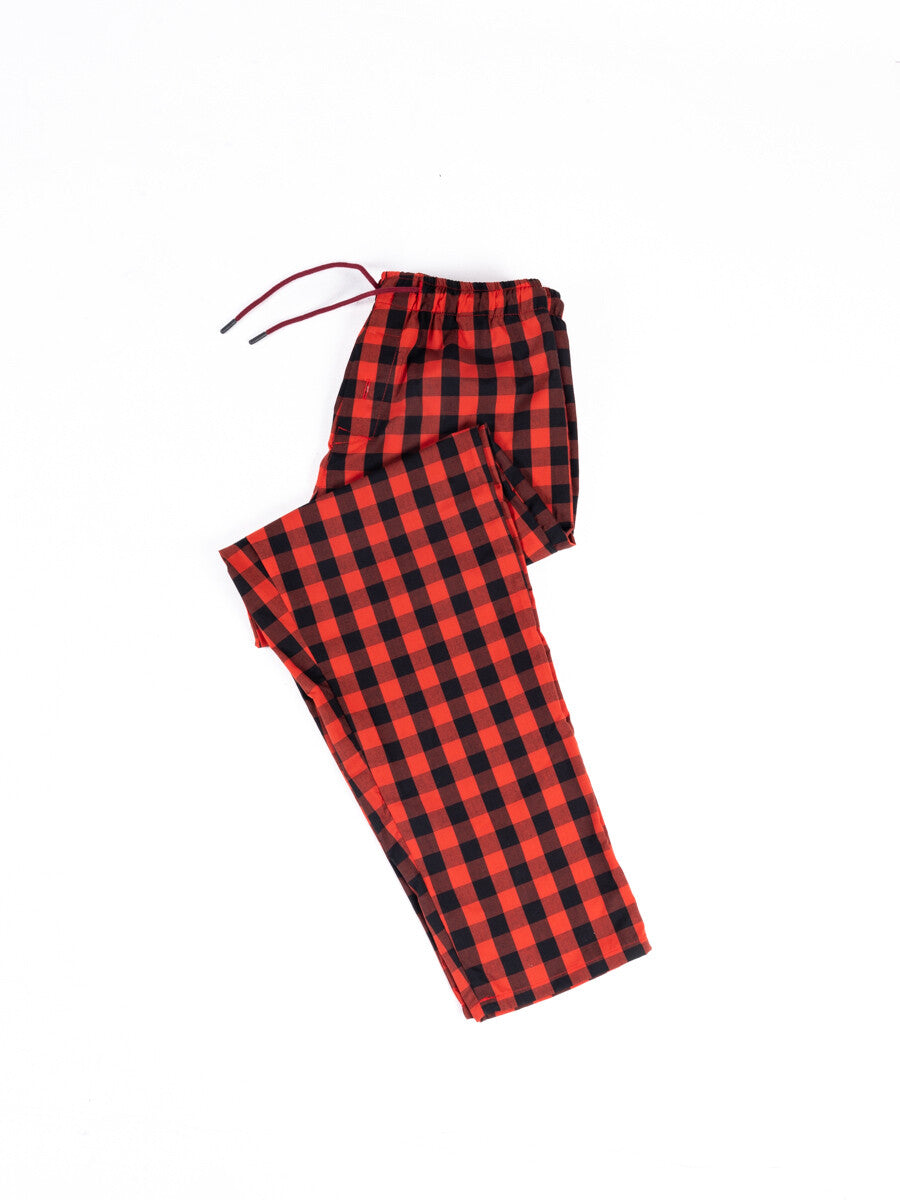 Classic Red & Black Check Cotton Relaxed Pajama