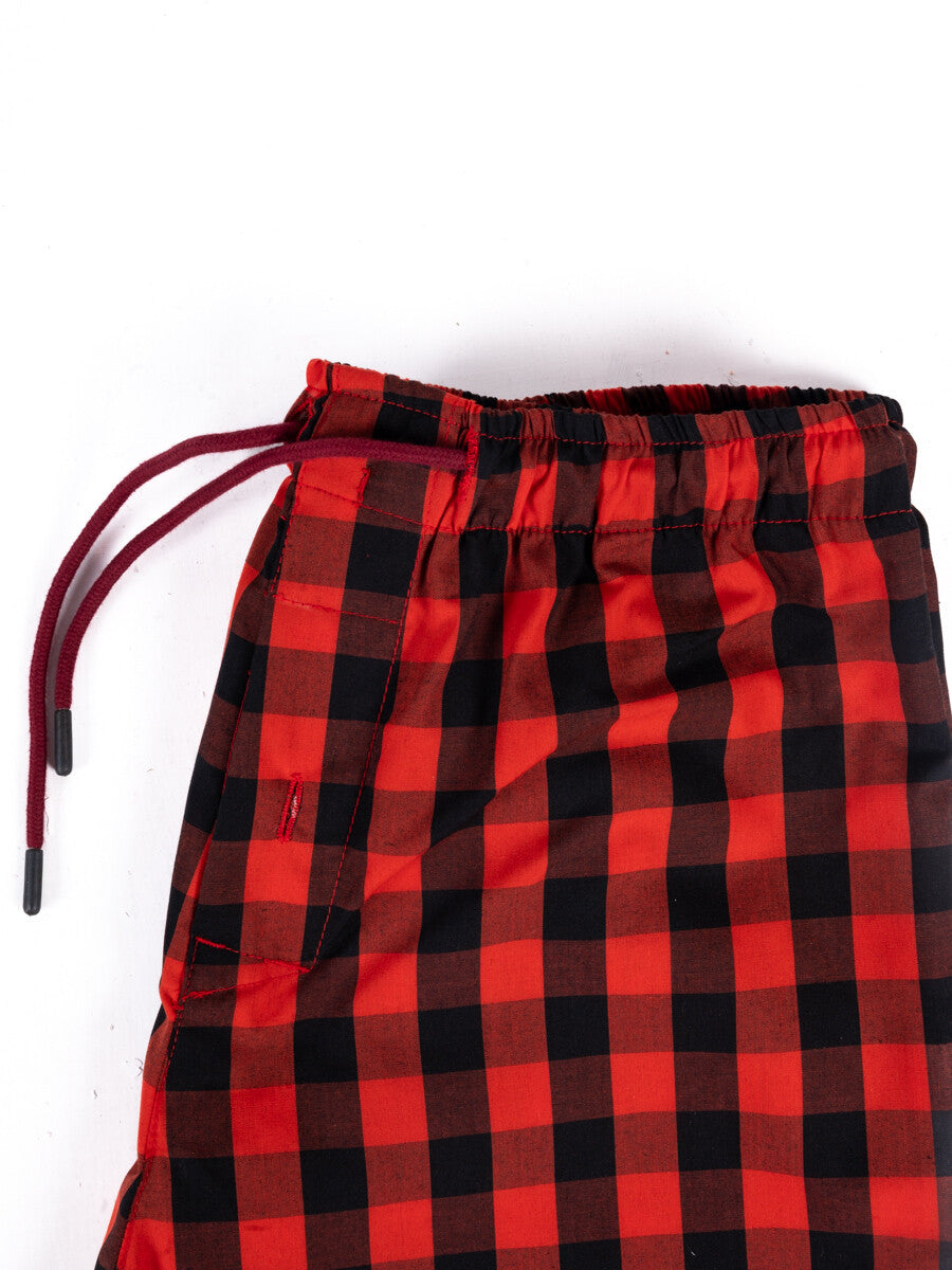 Classic Red & Black Check Cotton Relaxed Pajama