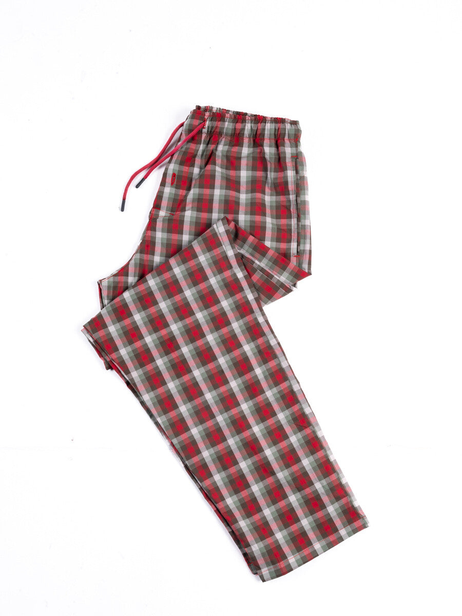 Maroon & sage Check Cotton Relaxed Pajama