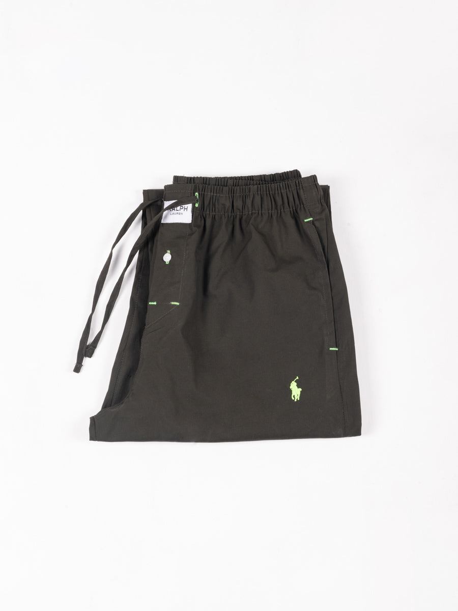 Classic Olive Cotton Pajama with Signature Embroidered Logo
