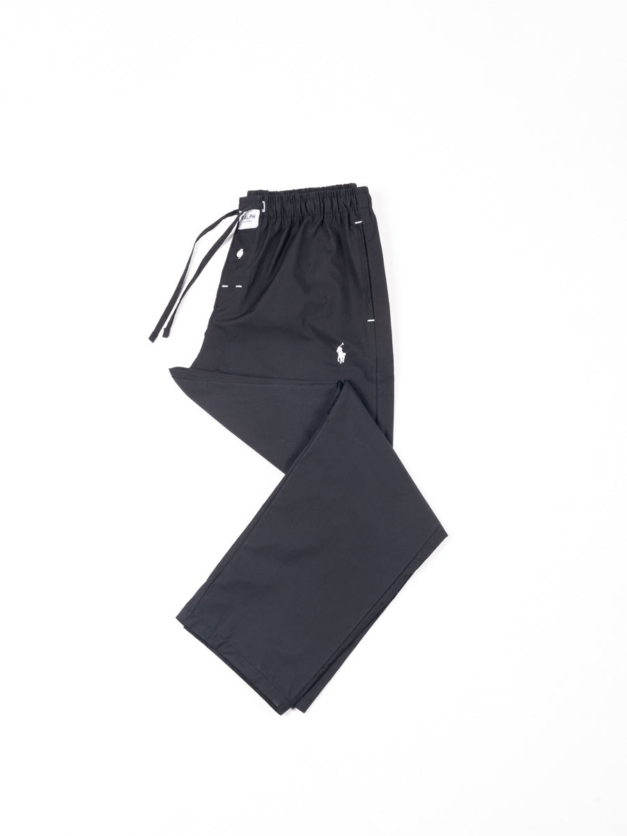 Classic Black Cotton Pajama with Signature Embroidered Logo