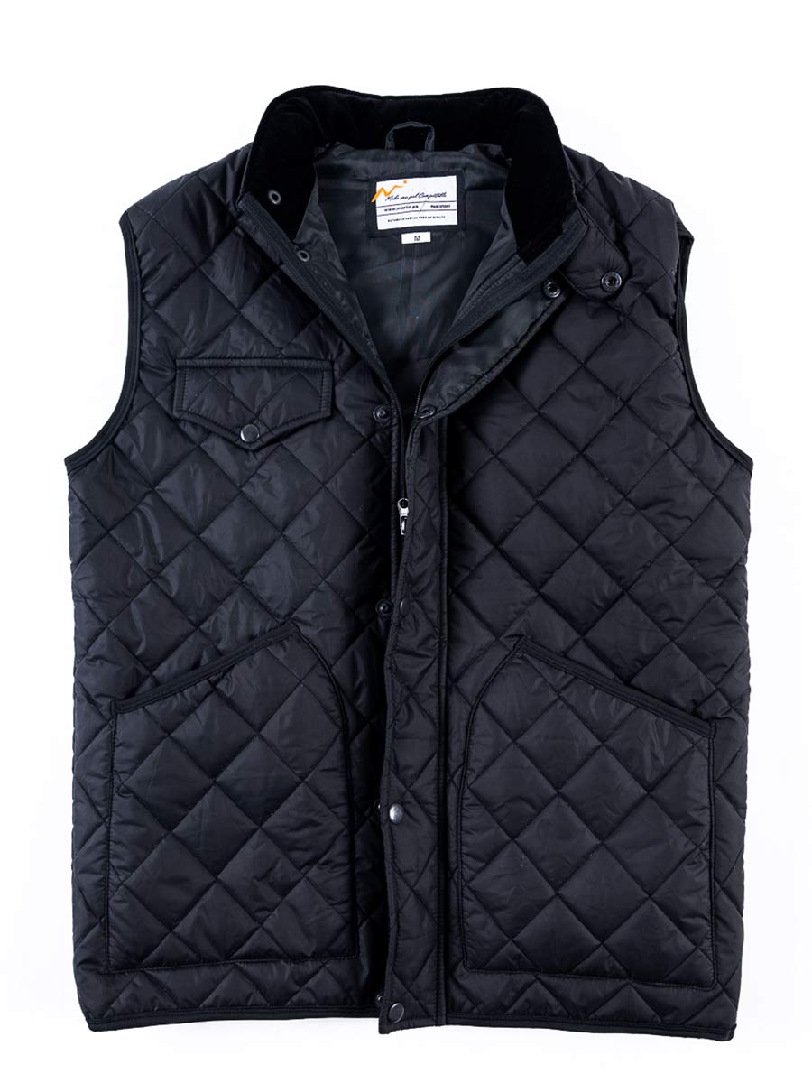 Men Black Diamond Quilted Puffer Jacket