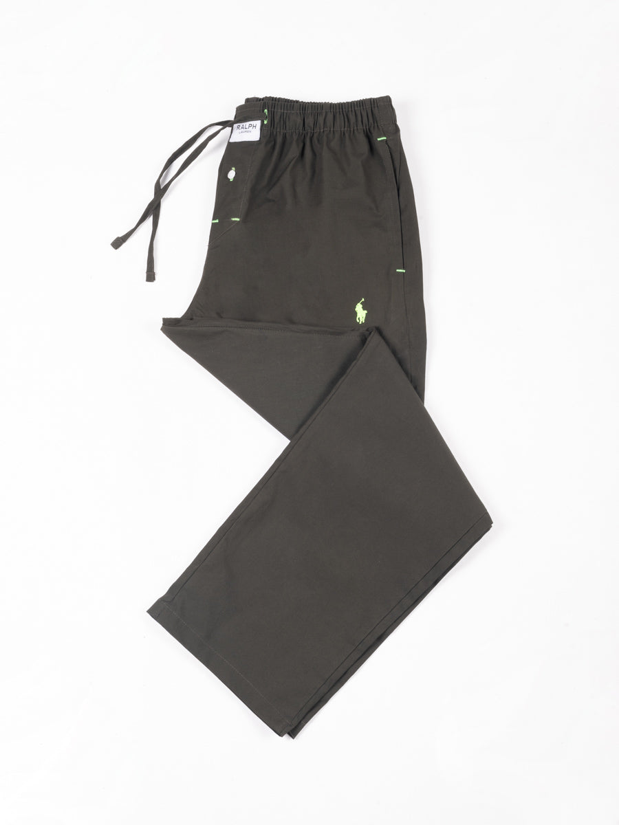 Classic Olive Cotton Pajama with Signature Embroidered Logo