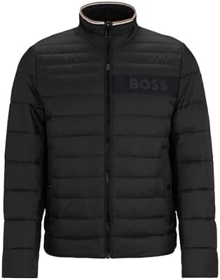 Water-repellent Black Jacket with 3D logo tape