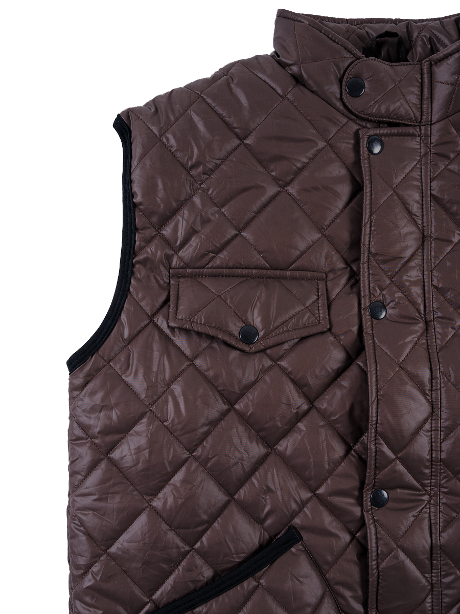 Men Brown Diamond Quilted Puffer Jacket