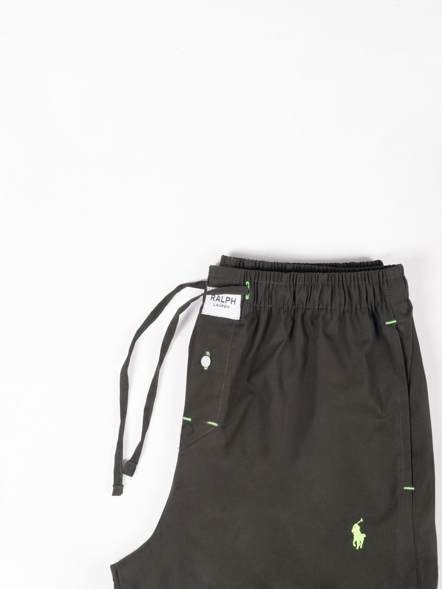 Classic Olive Cotton Pajama with Signature Embroidered Logo