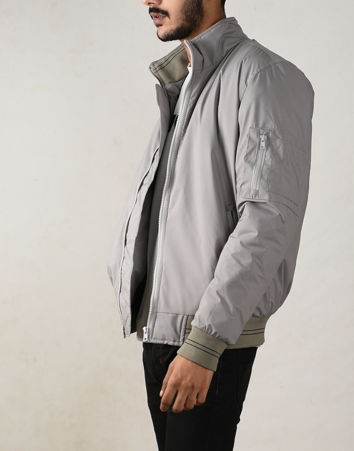 Stormy Gray Bomber Jacket