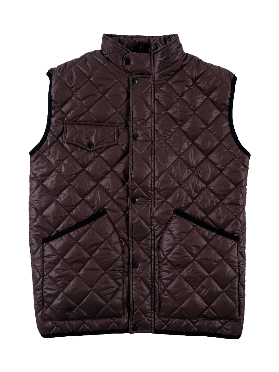 Men Brown Diamond Quilted Puffer Jacket