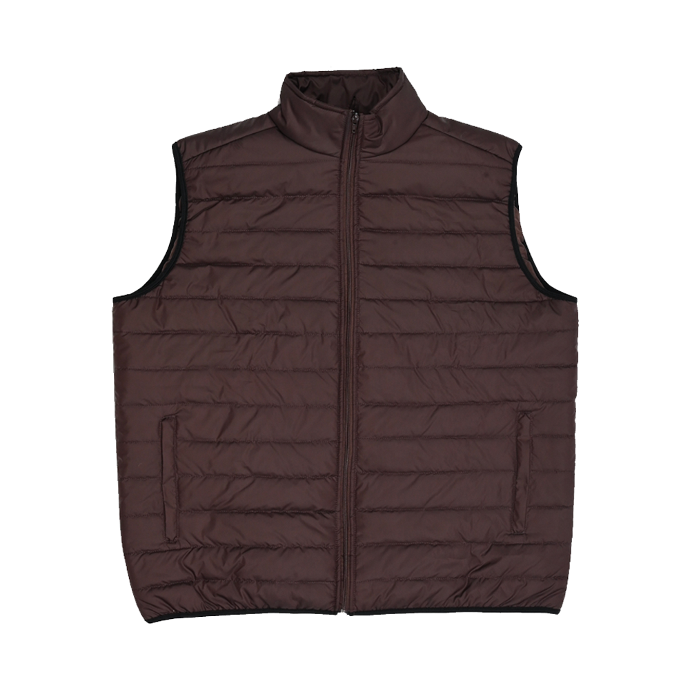 Brown Sleeveless Puffer Gilet Jacket