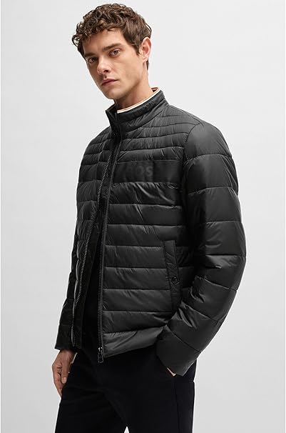 Water-repellent Black Jacket with 3D logo tape