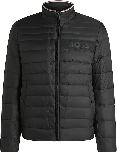 Water-repellent Black Jacket with 3D logo tape