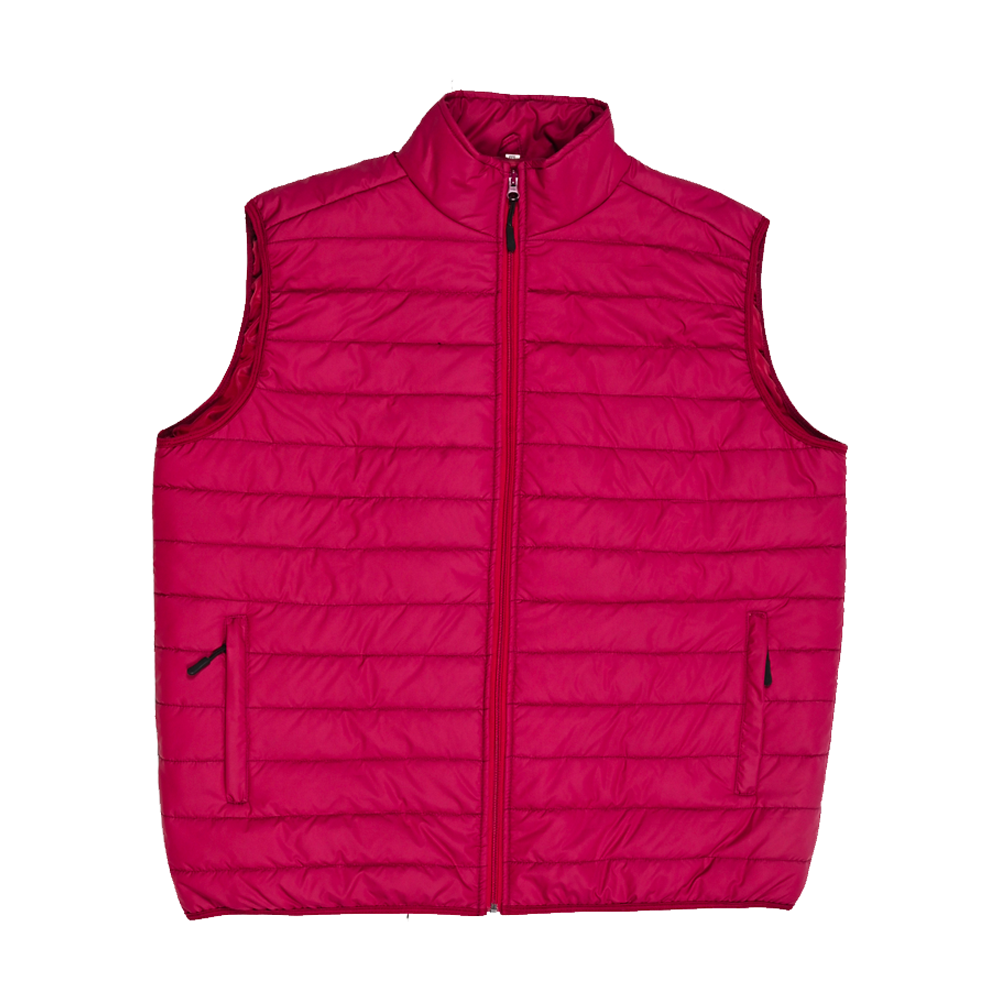 Hot Maroon Sleeveless Puffer Gilet Jacket