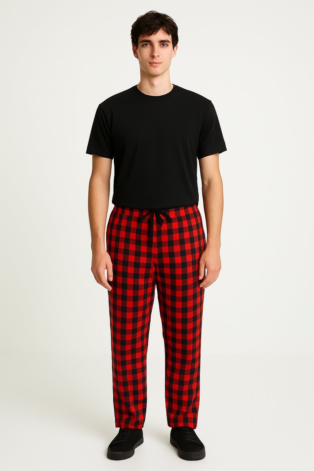 Classic Red & Black Check Cotton Relaxed Pajama