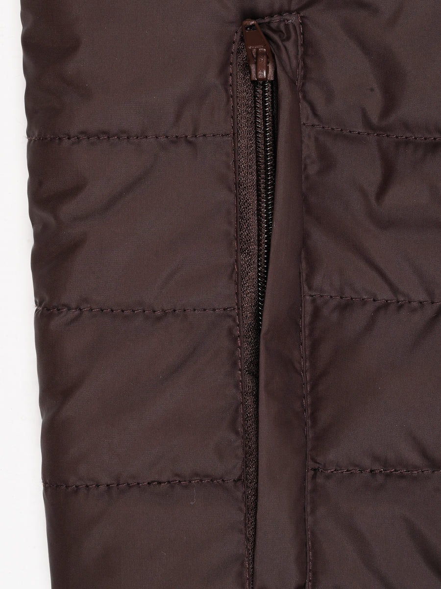 Brown Sleeveless Puffer Gilet Jacket