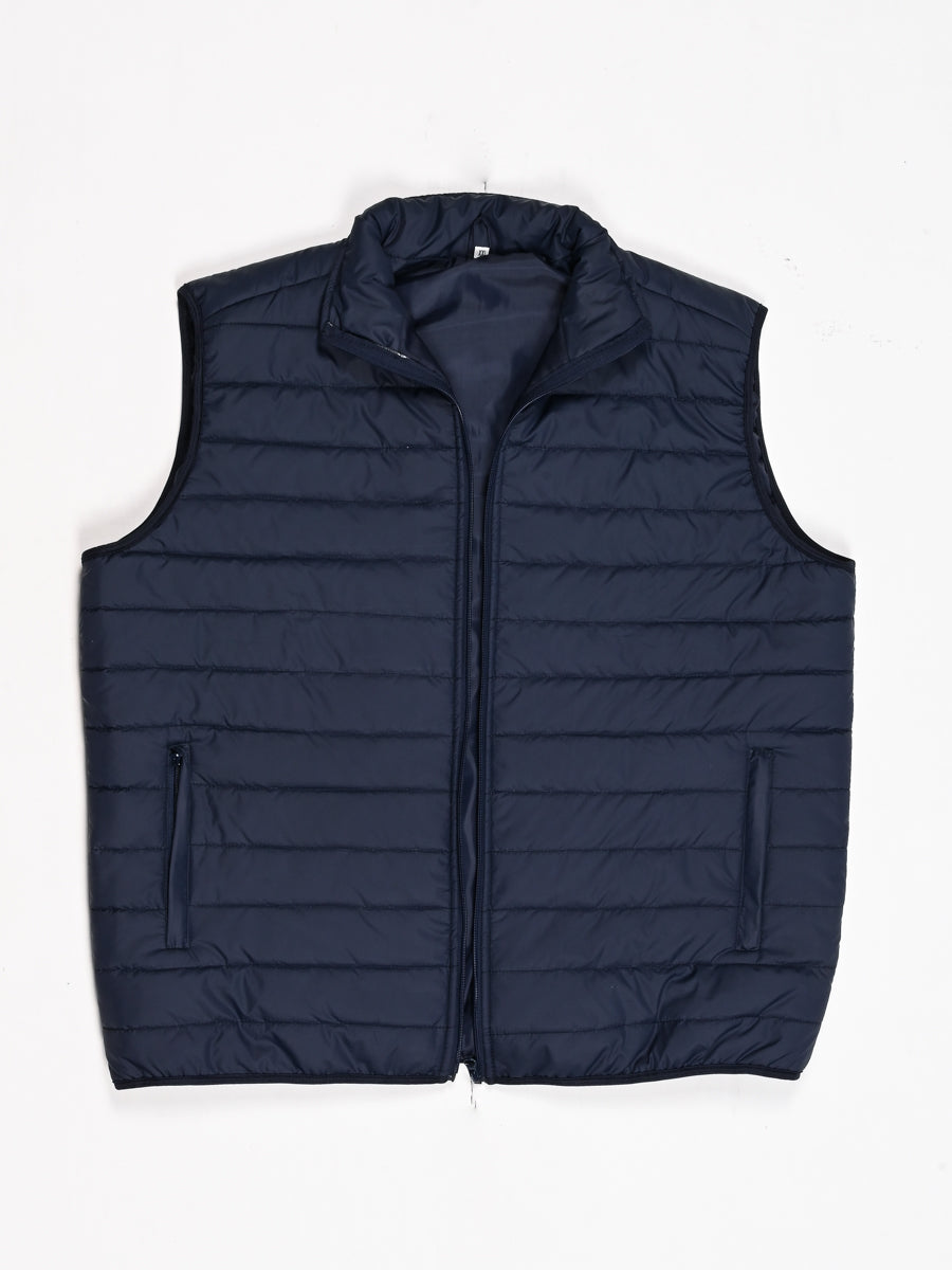 Navy Blue Sleeveless Puffer Gilet Jacket