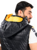 Load image into Gallery viewer, Black/Yellow Sleeveless Puffer Gilet Jacket