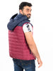 Navy Blue/Red Sleeveless Puffer Gilet Jacket