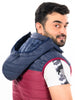 Navy Blue/Red Sleeveless Puffer Gilet Jacket