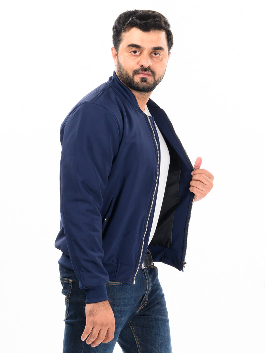 Men Navy Blue Bomber Jacket