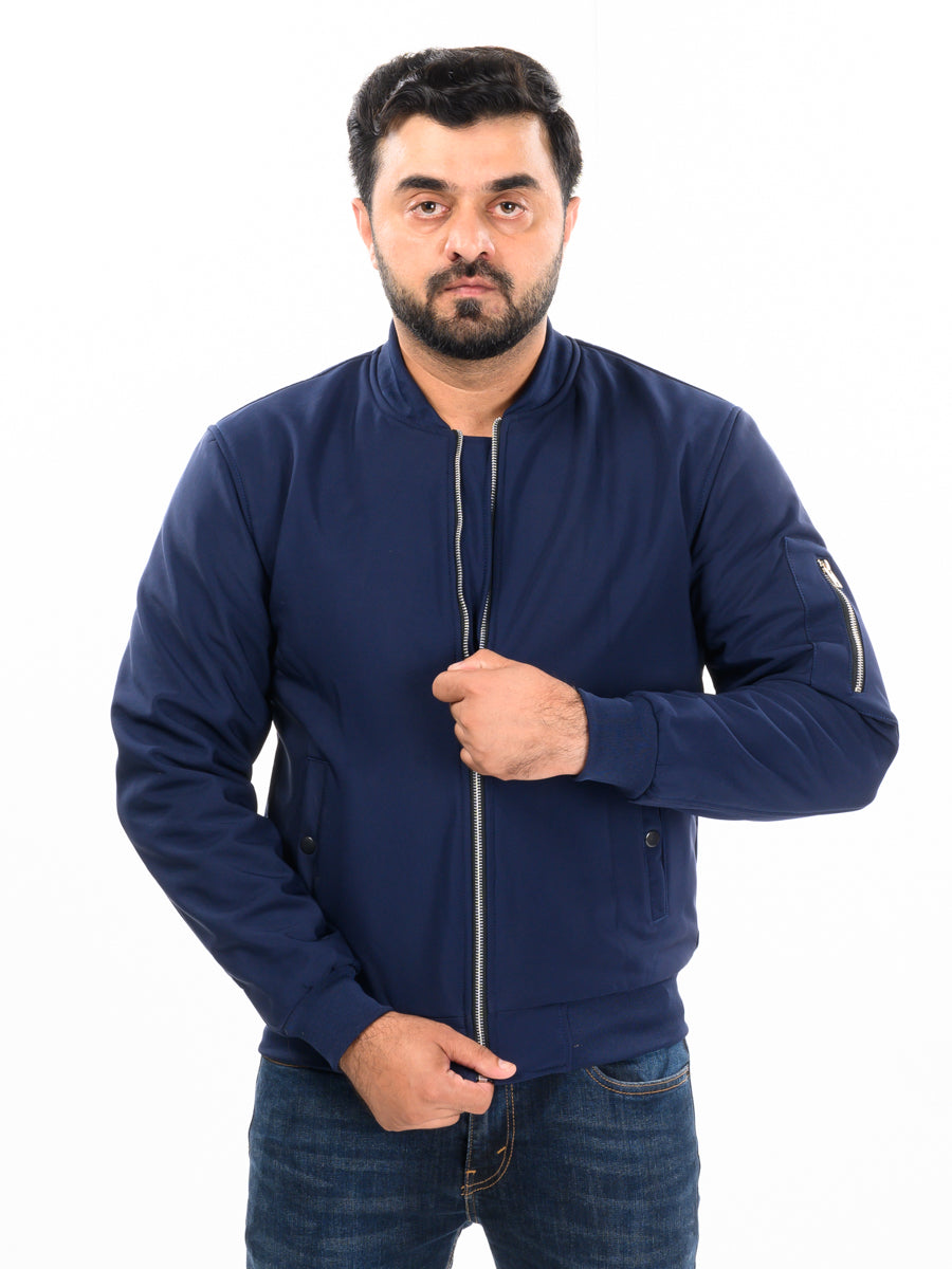 Men Navy Blue Bomber Jacket