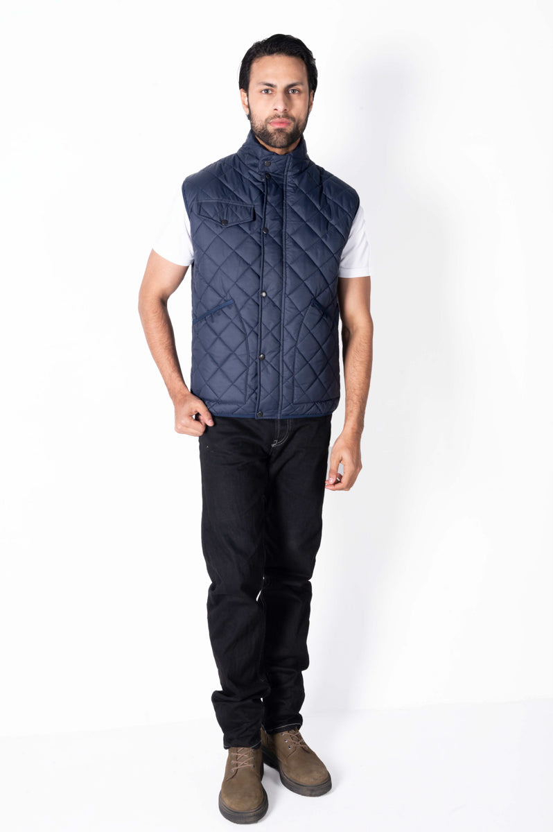 Men blue Diamond Quilted Puffer Jacket