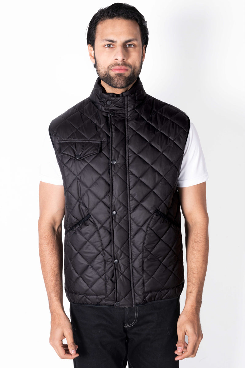 Men Black Diamond Quilted Puffer Jacket