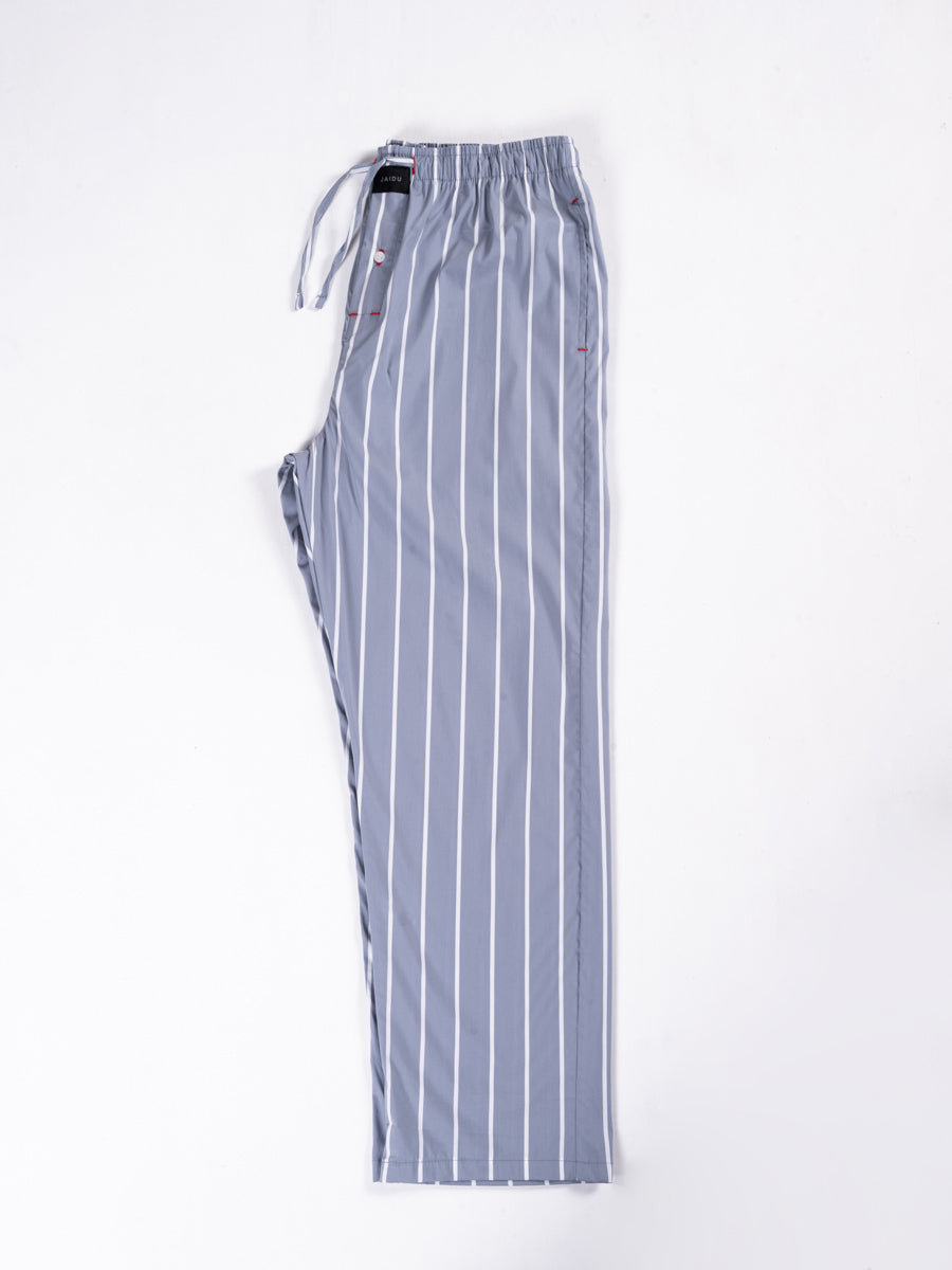 Men’s Grey/Off-White Striped Cotton Pajama