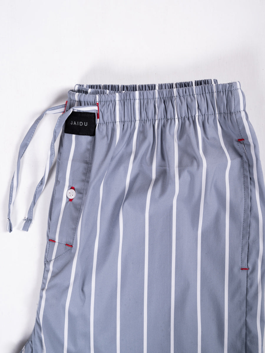 Men’s Grey/Off-White Striped Cotton Pajama