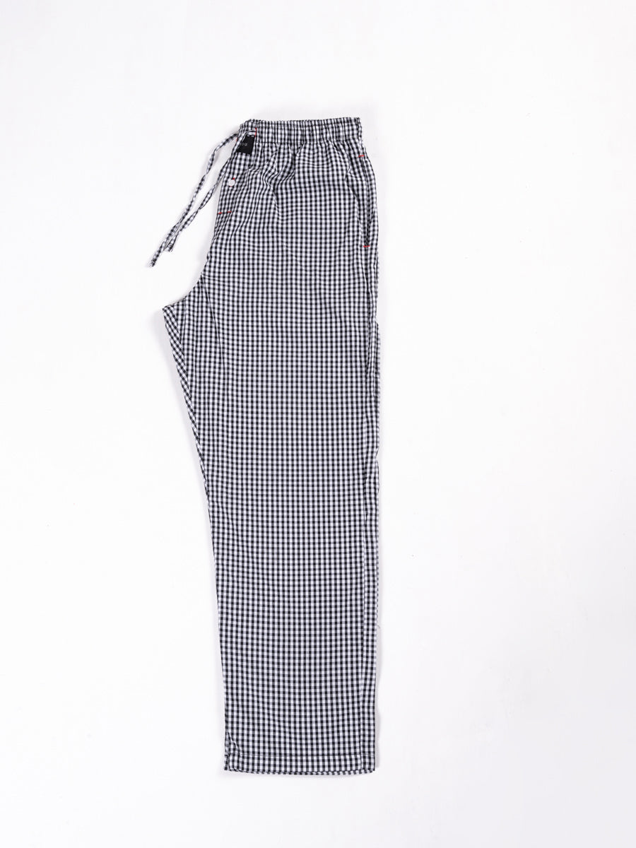 Men Soft Black & White Box Checked Cotton Pajama