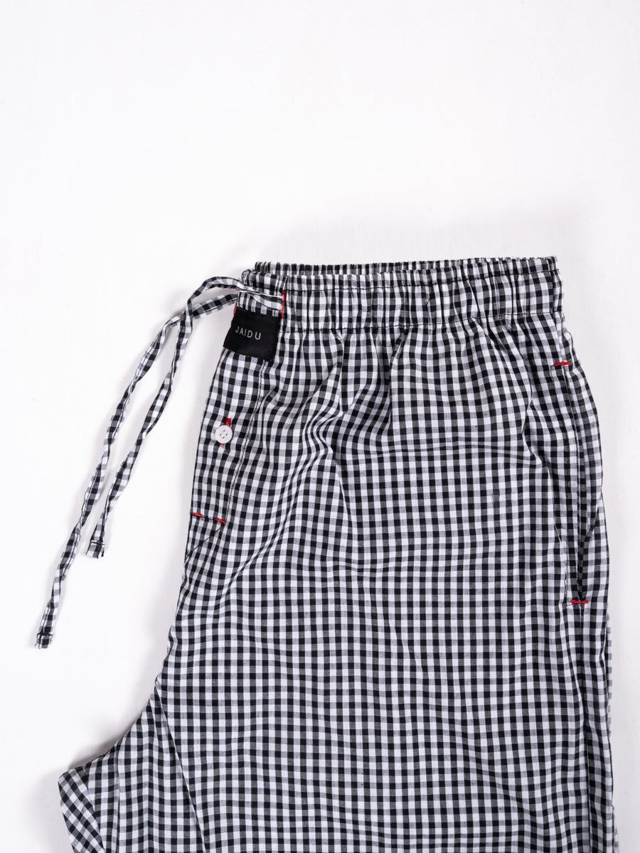 Men Soft Black & White Box Checked Cotton Pajama