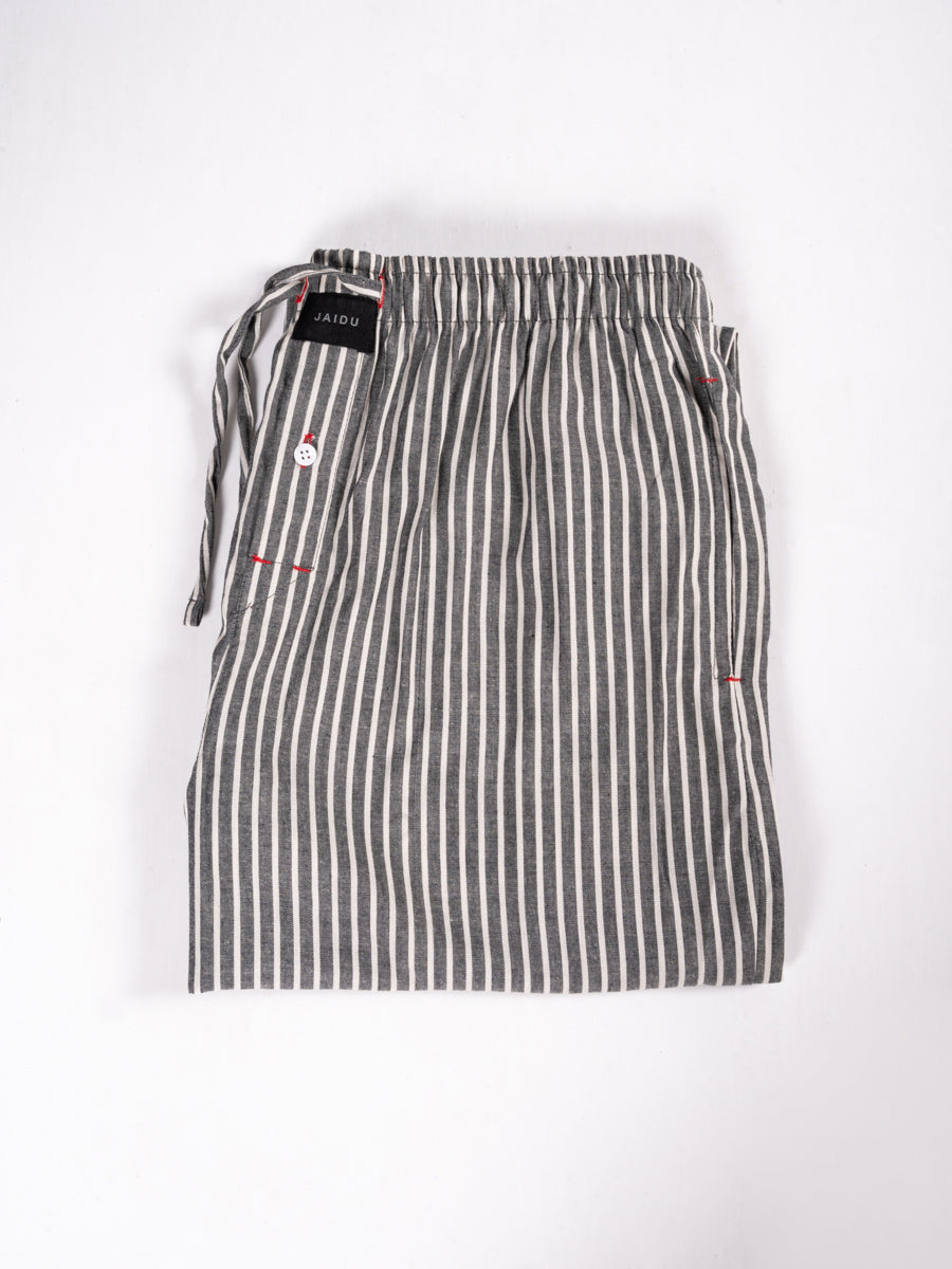 Men’s Grey & Cream Striped Cotton Pajama