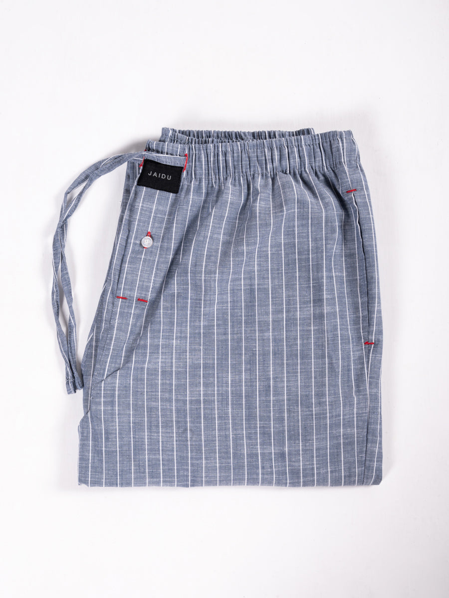 Men’s Breezy Blue & White Striped Cotton Pajama