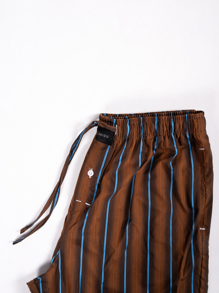 Men’s Cozy Brown & Blue Striped Pajama