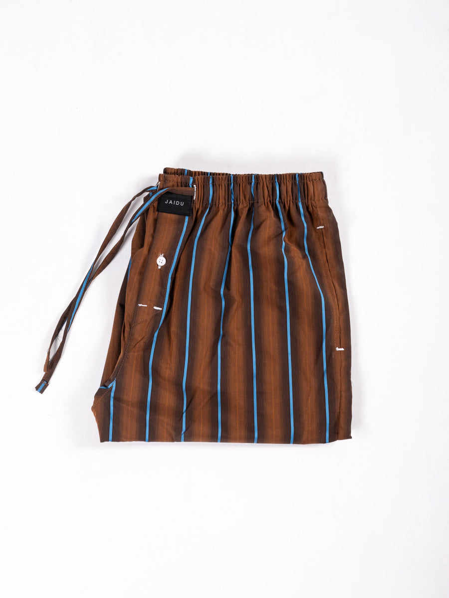 Men’s Cozy Brown & Blue Striped Pajama