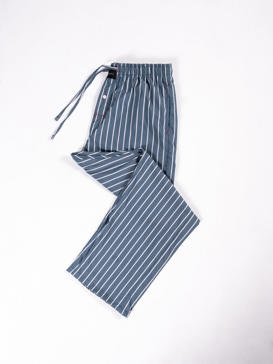Men’s Teal & White Striped Cotton Pajama