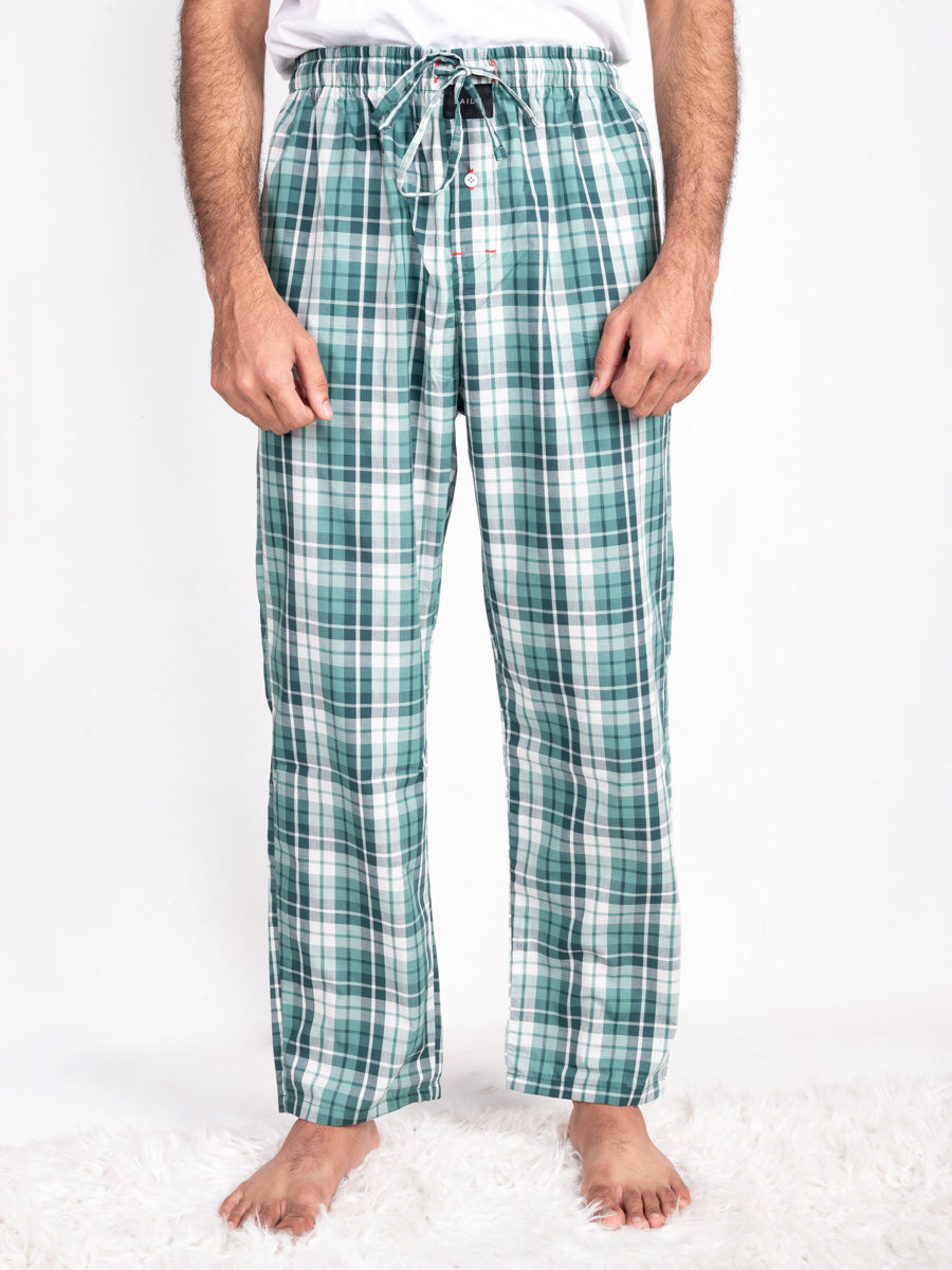 Men Classic Green Grid Cotton Pajama