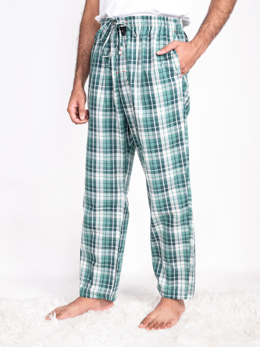 Men Classic Green Grid Cotton Pajama