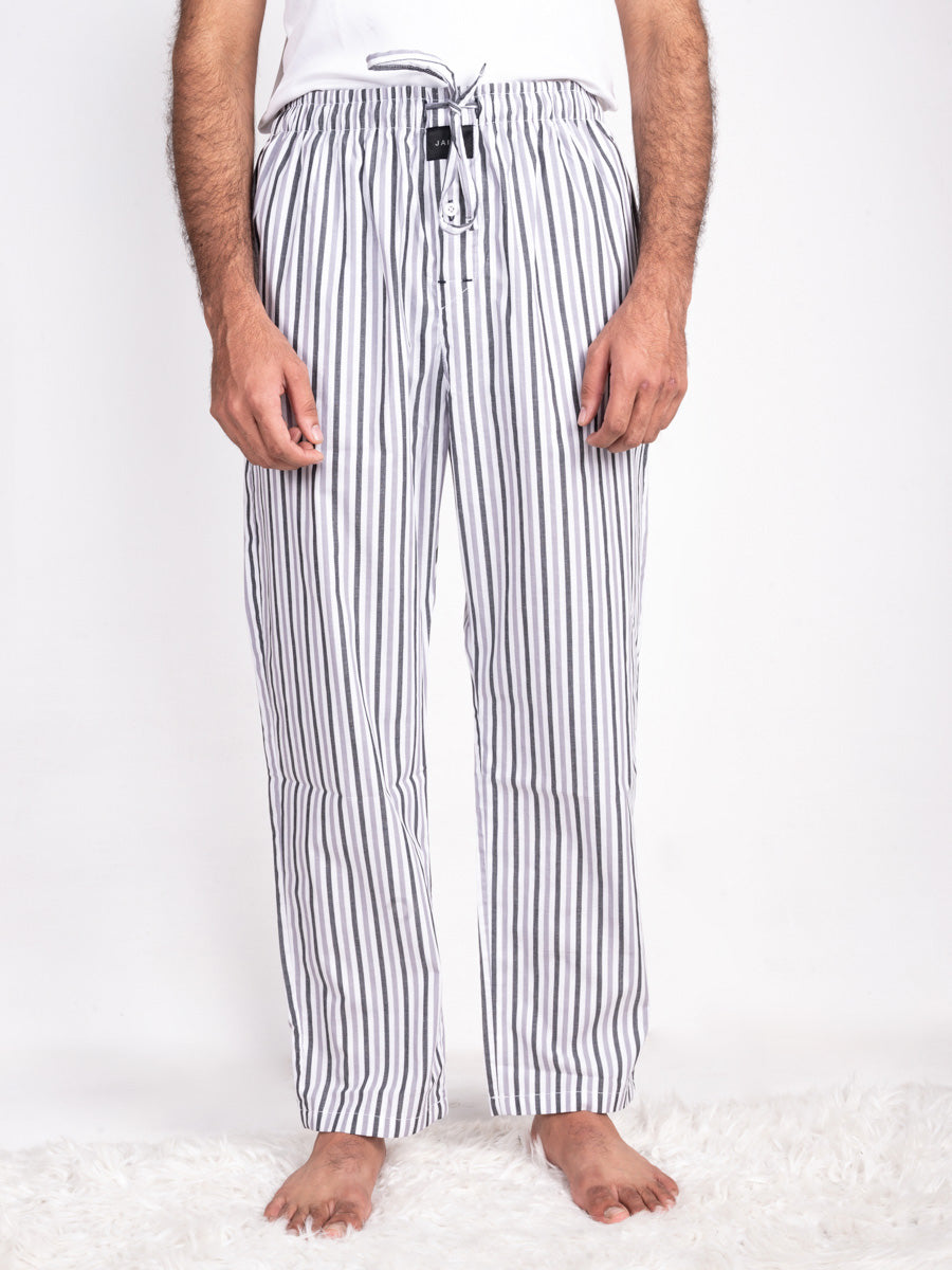 Men Cool White & Grey lining Cotton Pajama