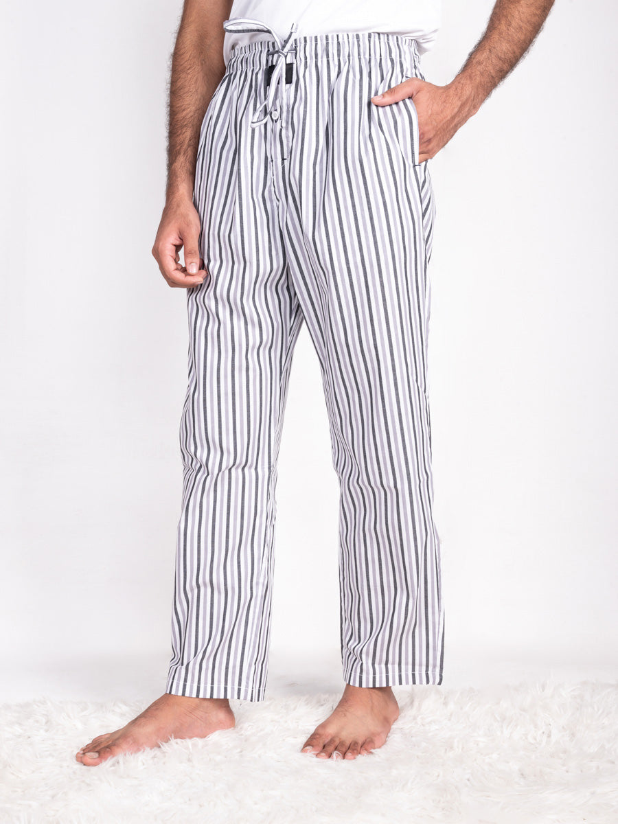 Men Cool White & Grey lining Cotton Pajama