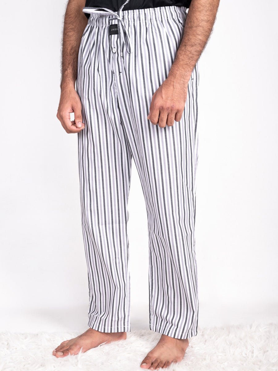 Men Cool White & Grey lining Cotton Pajama
