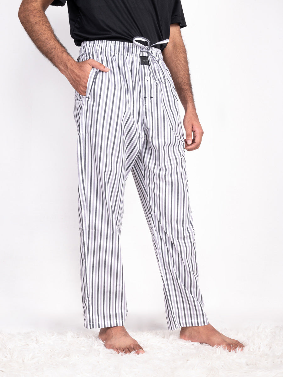 Men Cool White & Grey lining Cotton Pajama