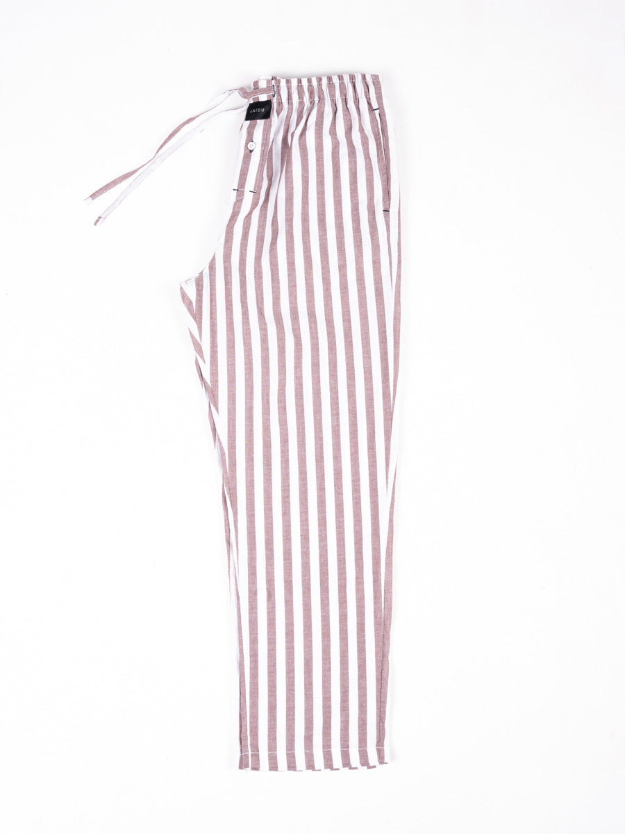 Men Light brown & White Lining Cotton Pajama