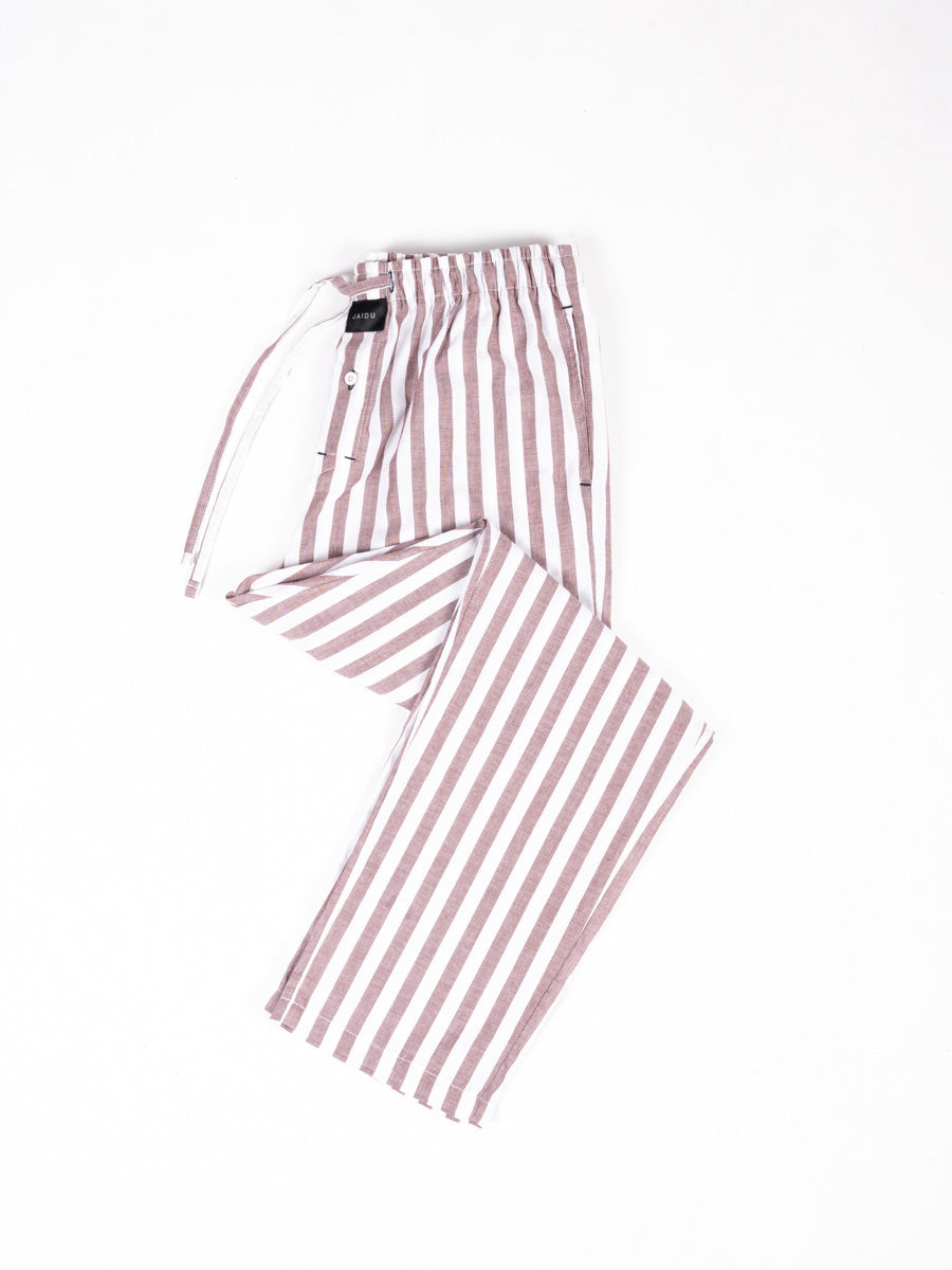 Men Light brown & White Lining Cotton Pajama