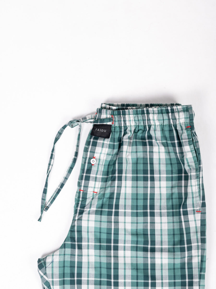 Men Classic Green Grid Cotton Pajama