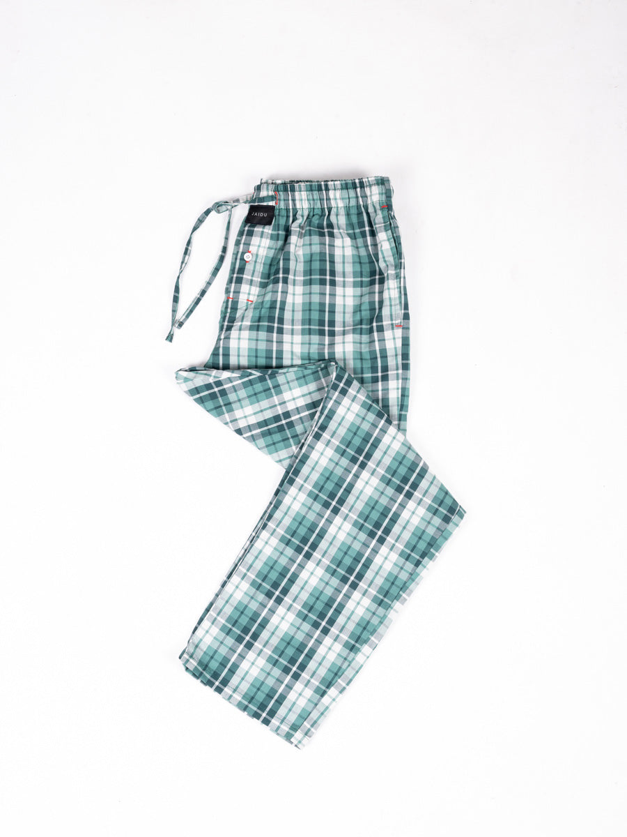 Men Classic Green Grid Cotton Pajama