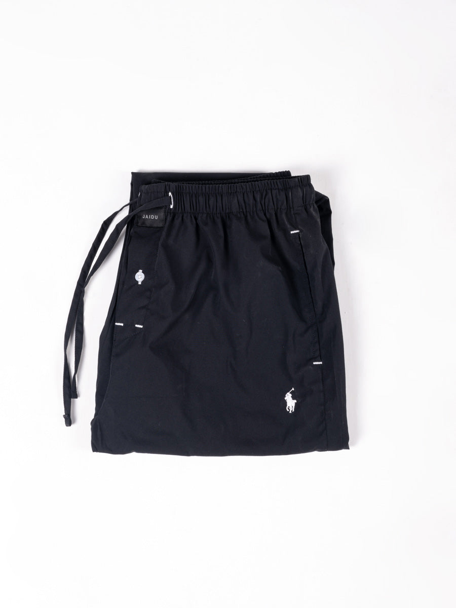 Classic Black Cotton Pajama with Signature Embroidered Logo