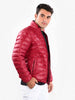 Load image into Gallery viewer, Stand up Collar Red Quilted Puffer Jacket